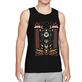 Men's Cool Dragon Head Tank Top, Y2K Grunge Aesthetic Black Sleeveless Shirt, Edgy Flame Monster Graphic Gym Vest, Summer Casual Muscle Tee