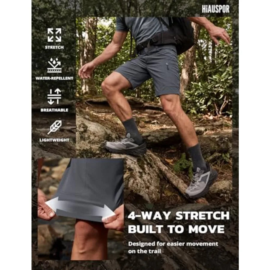 Hiauspor Men's Hiking Cargo Shorts 9"/10" Quick Dry Lightweight Waterproof for Golf Tactical Fishing Casual with 6 Pockets