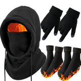 3-4Pcs Winter Hat Gloves Socks Set Windproof Anti-Slip Stretchy Unisex for Outdoor Sports and Daily Use