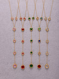 Colorful Long Square Pendant Stainless Steel Necklace for Women Luxury Czech Glass Gold Plated Waterproof Charm Jewelry