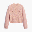 Chic Speckled Knit Cardigan Round Neck Shoulder Pads Long Sleeve Single Breasted Patch Pockets Daily Women Top 2026 Autumn Tops