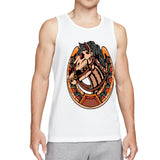 Retro Flaming Praying Hands Tank Top, Vintage Gothic Fire Graphic Sleeveless Tee, Old School Tattoo Style Streetwear Vest for Men