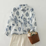 THHONE New Fashion Autumn Blouse Woman Cotton Loose Print Blusa Mujer Camisas Long Sleeve Casual Korean Elegant Women's Clothing