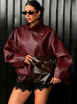 Women's New Casual Loose Faux Leather Jacket, Fashionable Street Motorcycle Style, Suitable for Spring and Summer Daily Wear