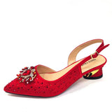 Venus Chan Royal Blue Sandals for Women 2024 Luxury Wedding Pumps Med Heels Rhinestone Design Party Shoes and Bags Set