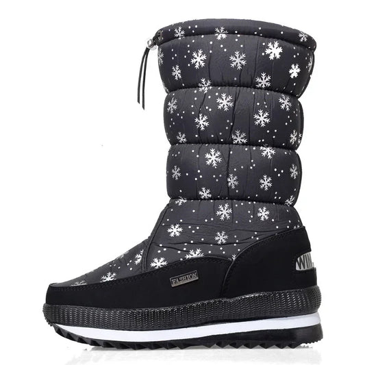 Platform Snow Boots Female Plus Size 42 White Women Boots Winter Shoes Warm Plush Mid-calf Boots Waterproof Rubber Non-slip