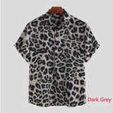 INCERUN 2024 Men Shirt Lapel Short Sleeve Summer Leopard Print Fashion Mens Hawaiian Shirts Streetwear Casual Camisas S-5XL