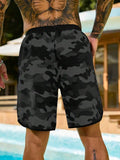 Manfinity KASUA Men's Summer Holiday Casual Camo Print Drawstring Waist Side Pocket Beach Shorts Men Camo Shorts Men Streetwear