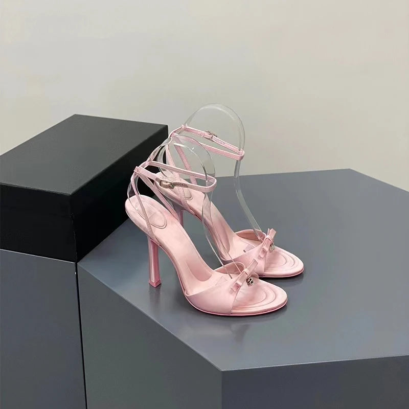 Women's Sandals Simple Big Size Women's Shoes Pink Kawaii Lori Shoes Super High with Fine Heel Women's Shoes Round Head 9cm