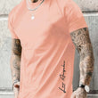 Men's 100 cotton summer loose Contrast Color Alphabet los Angelest print slim fit casual sports round neck short sleeved T-shirt