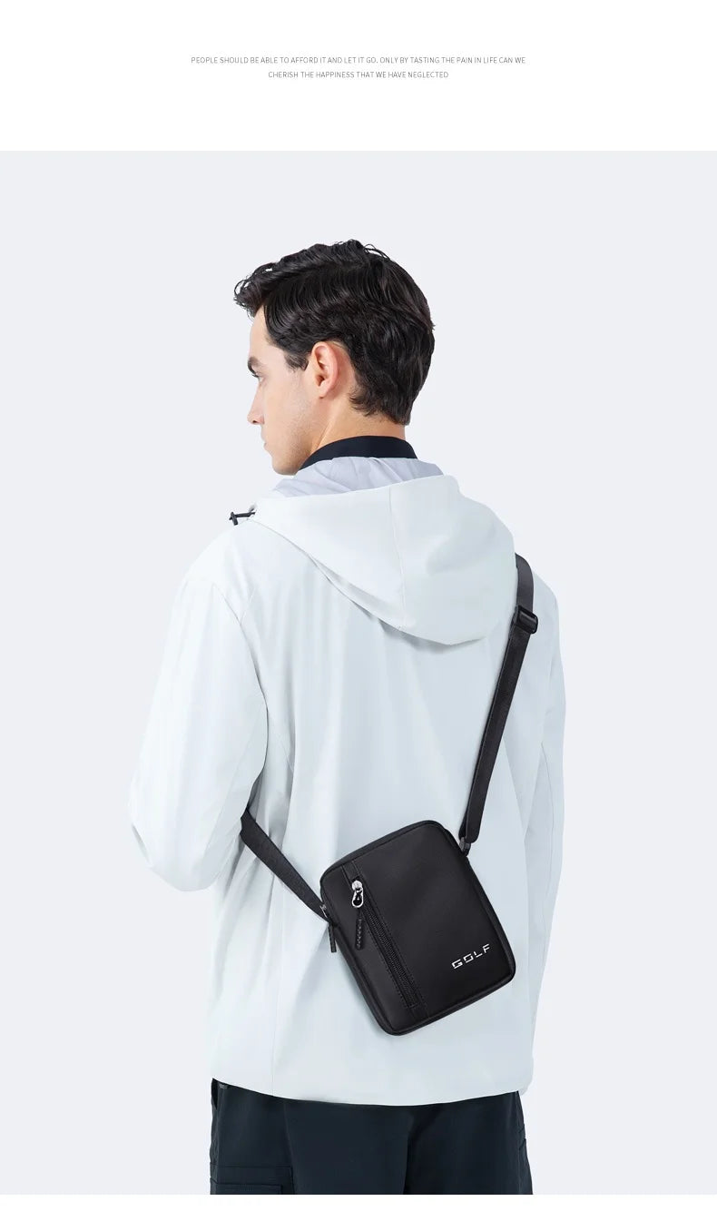 GOLF Mini Shoulder Bag Man Crossbody for Men Black Cross Bag Casual Slim Oxford Small Cell Phone Sling Messeng Bag Lightweight