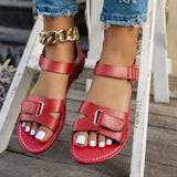 2026 Women Summer Flat Sandals Fashion Metal Buckle Strap Zapatos De Muje Brand Open Toe Casual Beach Roman Shoes for Ladies