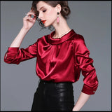 Women blusas long sleeved Slim plus size silk satin shirts office ladies work female Chiffon blouse Elegant blusa feminina
