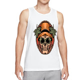 Retro Flaming Praying Hands Tank Top, Vintage Gothic Fire Graphic Sleeveless Tee, Old School Tattoo Style Streetwear Vest for Men