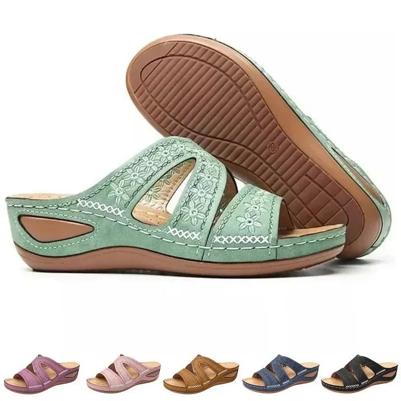 Summer 2025 women's sandals with exposed toes, retro anti slip leather casual women's fashionable versatile sandals