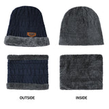 Winter Men Women Thick Beanie Hat Knitted Hat Winter Cap Beanie Female Wool Neck Scarf Cap Balaclava Mask Bonnet Hats Set
