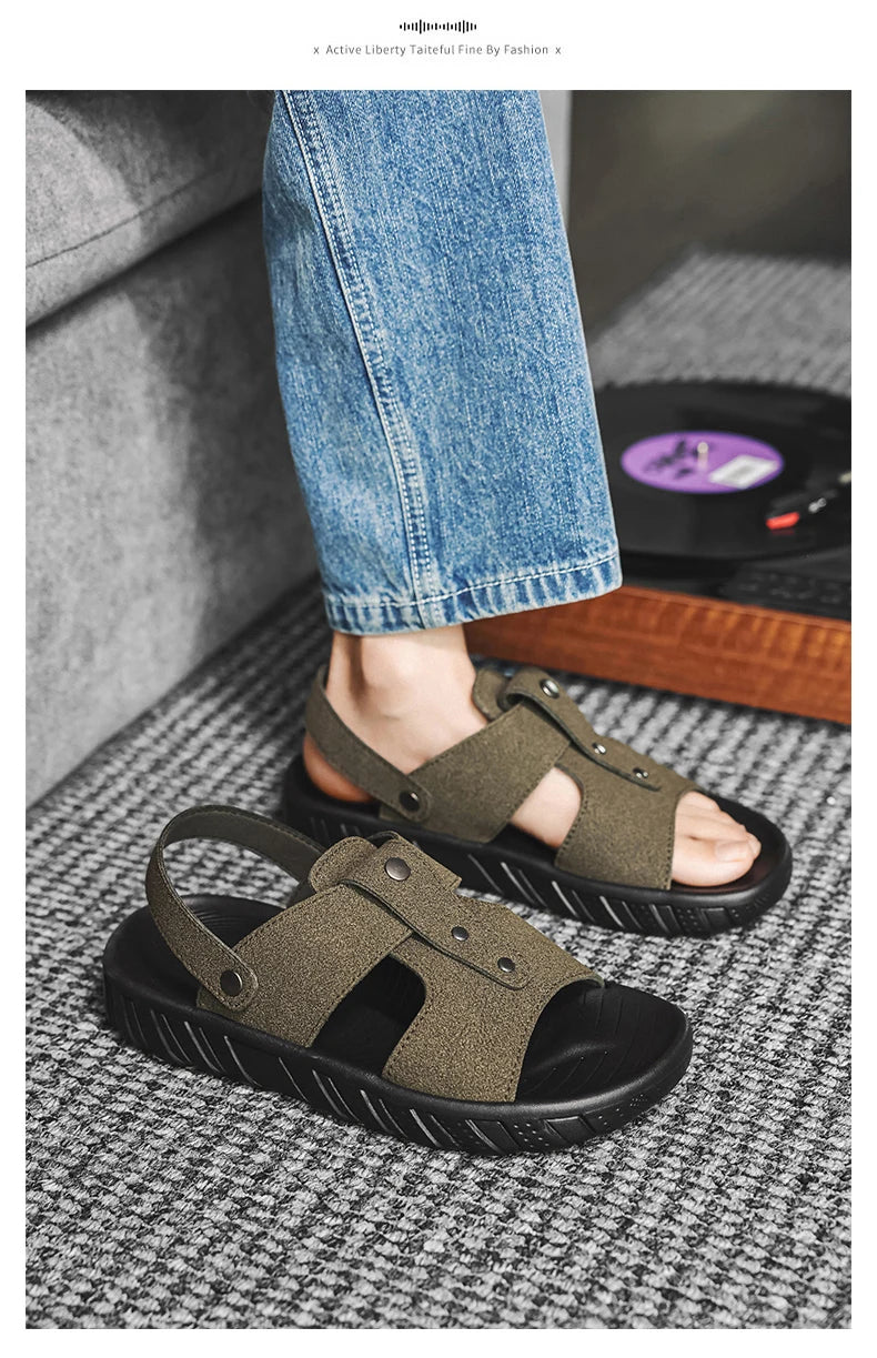 Brand Classic Mens Sandals Summer Genuine Leather Sandals Men Outdoor Casual Lightweight Sandal Fashion Men Sneakers