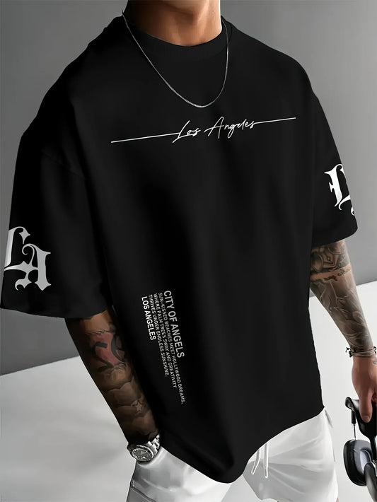 The 2025 summer new men's T-shirt is a casual and fashionable outdoor simple men's top with letter prints