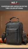 LION VERA Men's Shoulder Bag Casual Mobile Phone Zipper Bag Large Capacity Business Genuine Leather Travel Crossbody Bag