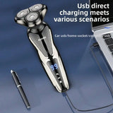 Men's 3 In 1 Electric Shaver Portable Travel Grooming Tool 1 Unit Birthday Gift Whole Body Washable 3D Floating Head Multi-function Beard Nose Hair Trimme Rechargeable Floating Blade Beard Nose Hair Trimmer Father's Day