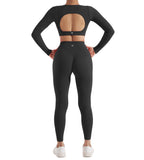 2PCS Yoga Suit Women Sports Set Quick-Drying Gym Set Tracksuit Running Workout Long Sleeve Sports Shirt Yoga Set Yoga Clothing