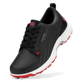 FitVille Men's Wide Toe Box Spiked Golf Shoes, Water‑Resistant Stable Anti‑Slip Outsole, Built‑In Arch Support Lightweight Comfort Golfing Sneakers