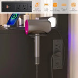 Vanity Desk W/6000-Colors Light&Power Outlet,Makeup Vanity Desk W/LED Mirror and Lights 3 Colors,Transparent GlassTop