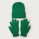 3pcs Sets Winter Warm Hat Gloves Set For Men And Women Outdoor Riding Hat Beanies Windproof Wool Knitting Pullover Cap+Gloves