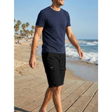 Mens Casual Cotton Twill Cargo Shorts Drawstring Classic Chino Stretch Short with 6 Pockets
