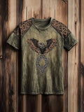 New Retro-style Outdoor Street Men's Loose Short-sleeved Casual Shirt With Tribal Ethnic Symbol Print Men's Fashionable T-shirt
