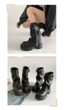 2025 Winter Women Biker Boots Fashion Belt Buckle Ladies Elegant Platform Long Pipe Booties Casual Women's Knee High Booties