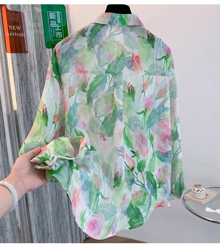 THHONE New Fashion Autumn Blouse Woman Cotton Loose Print Blusa Mujer Camisas Long Sleeve Casual Korean Elegant Women's Clothing