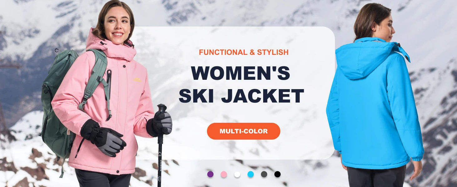 TACVASEN Winter Fleece Lined Hooded Parka Jacket Womens Ski Snowboard Warm Coats Waterproof 5 Zipper Pockets Windbreaker Outwear