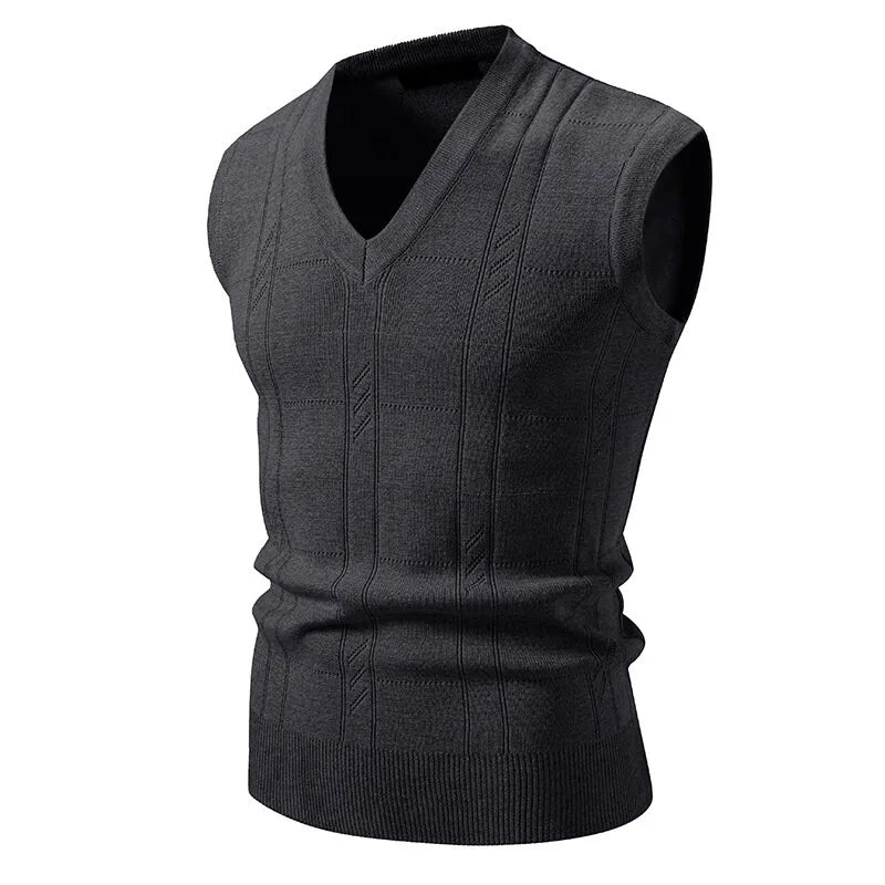 New Men's V-Neck Sleeveless Vest Classic Pullover Knitted Waistcoat Sweater Cardigans Tank Tops Outdoor Streetwear
