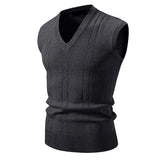 New Men's V-Neck Sleeveless Vest Classic Pullover Knitted Waistcoat Sweater Cardigans Tank Tops Outdoor Streetwear