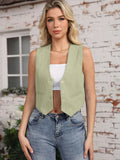 HH Women Casual V-Neck Sleeveless Waistcoat Elegant Fashion Solid Single-breasted Short Vest Chic Tops Female Summer Outerwear
