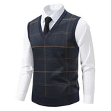 Men's V-neck Knitted Sweater Warm Autumn Winter Diamond Grid Twisted Flower Casual Fashion Versatile Knit Top
