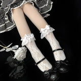 New Design Lace Socks Japanese Style Lolita Kawaii Sock Women's Summer Mesh Breathable Fishnet Socks Sweet Ballet Cute Bow Socks