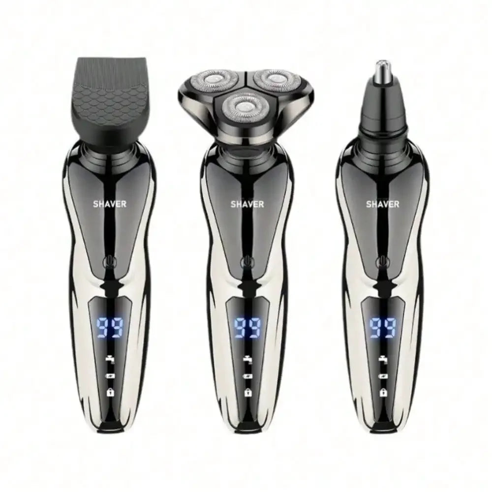 Men's 3 In 1 Electric Shaver Portable Travel Grooming Tool 1 Unit Birthday Gift Whole Body Washable 3D Floating Head Multi-function Beard Nose Hair Trimme Rechargeable Floating Blade Beard Nose Hair Trimmer Father's Day