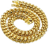 6-14mm Wide Stainless Steel Cuban Miami Chains Necklaces Mens Necklace Chain 316L Stainless Steel Hip Hop Necklace Gold Color