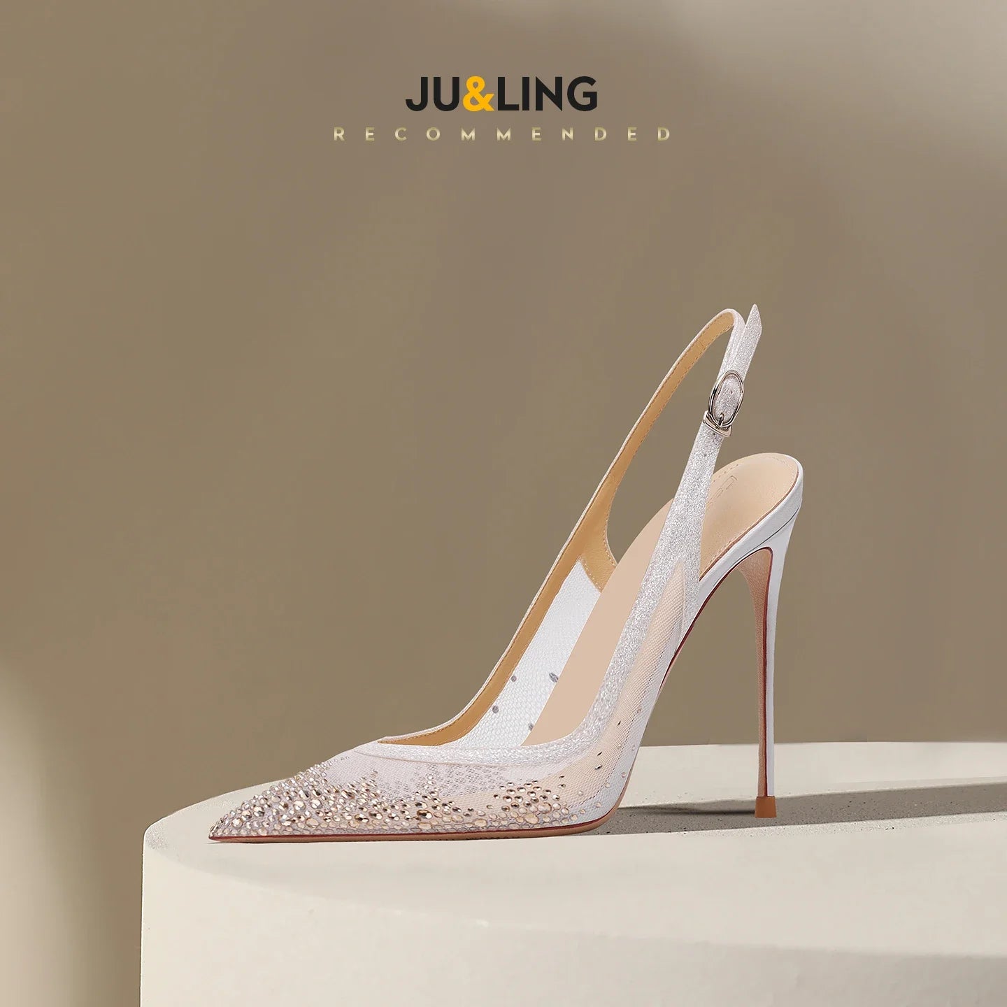 New Baotou Sexy Sandals with One Buckle and Summer Mesh, Rhinestone High Heels for Women, Slim Heels, Shallow Mouth