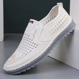 Men's Genuine Leather Sandals Men Summer Hollow Breathable Leather Shoes Mens Casual Soft Comfortable Flats EU Sizes 38-48