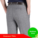 Business Men's Fall Spring Fashion Long Pants Formal Suit Pants Male Elastic Straight Casual Autumn Thick Trousers Plus Big Size