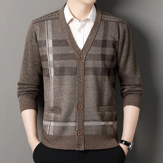Vintage Men Knitted Sweaters Cadigan Men's Casual Fashion Button Up Cardigans Jackets Autumn Winter Jumper Coat