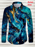 2025 Spring Mens Shirts Fashion Retro Street Texture Printed Shirts Men's Long-sleeved Lapel Shirt Shirt Top Office Clothing