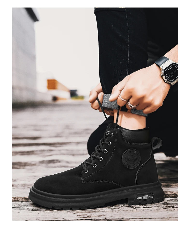 Ankle Boots Men Retro Work Shoes Autumn Winter Thick Bottom High Top Outdoor Boots Leather Waterproof High Quality Chelsea Boots