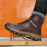 Waterproof Leather Indestructible Men Work Safety Boots Outdoor Military Boots Anti-smash Anti-puncture Industrial Shoes Male