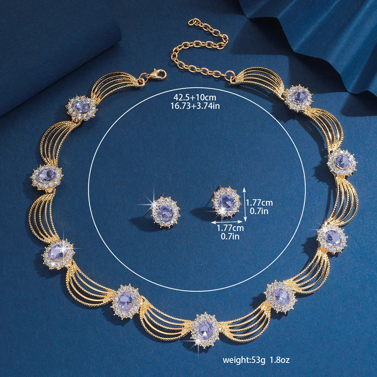 Luxury and High-End Retro Gemstone Necklace Earrings, Bride's Wedding Banquet Jewelry Set, Date, Birthday, Dinner Party
