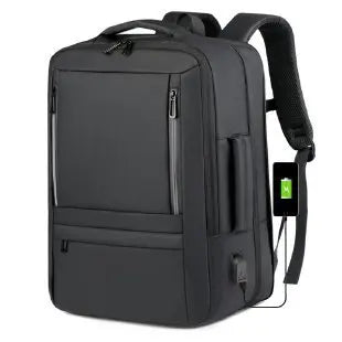 Expandable Men's Business Backpack with Multi-functional Layered Storage, Water-proof & Scratch-resistant Fabric, Separate Laptop Compartment, Convenient USB Charging Design, Perfect for Office Work, Short-distance Business T