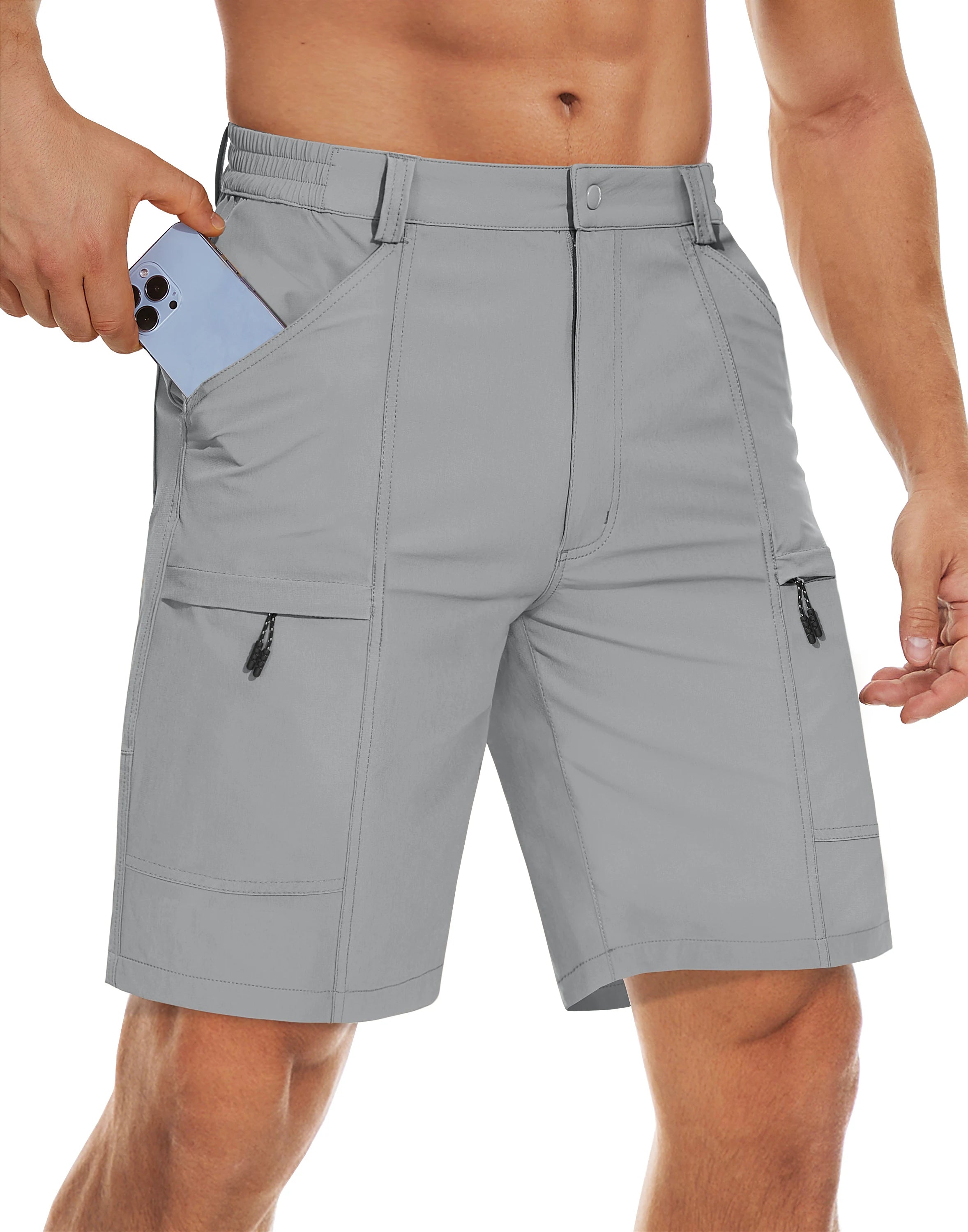 Men's Waterproof Cargo Shorts Summer Quick Dry Hiking Shorts Outdoor Multi-pockets Camping Training Work Shorts Man
